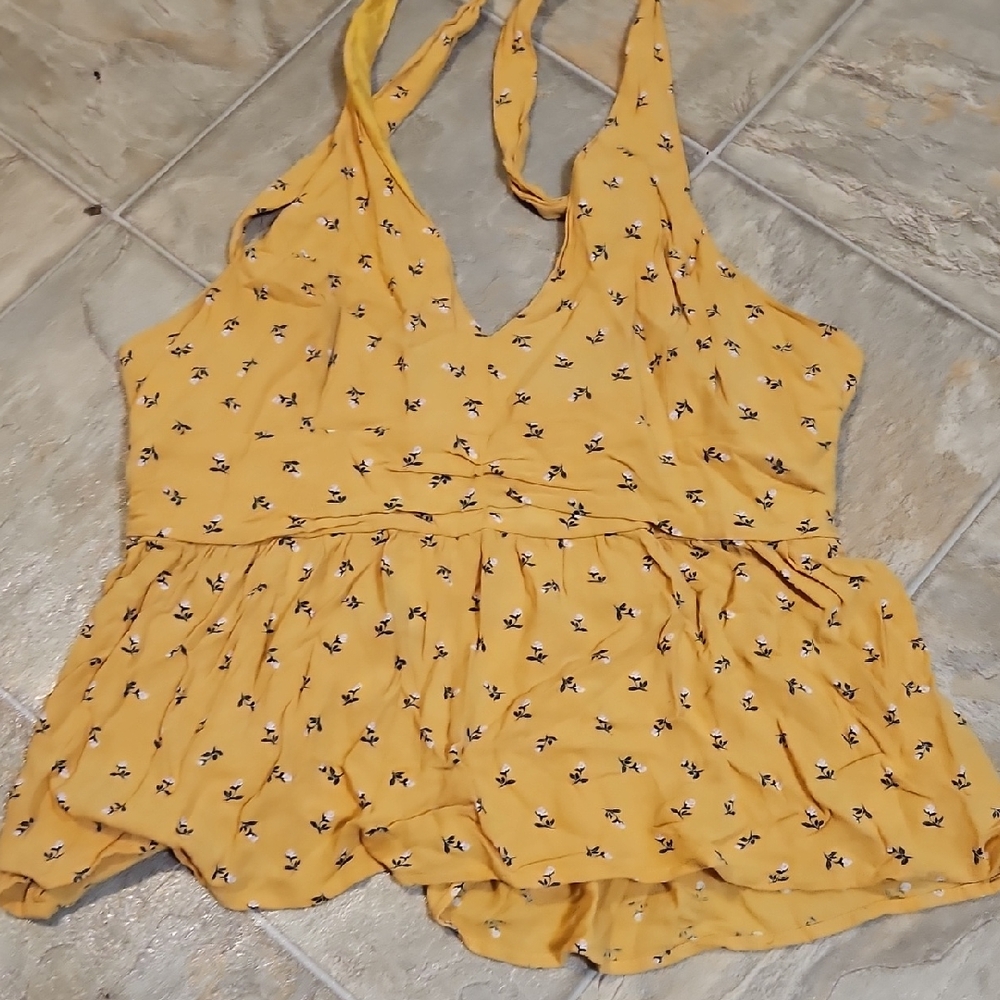 American Eagle Outfitters Mustard Floral Top